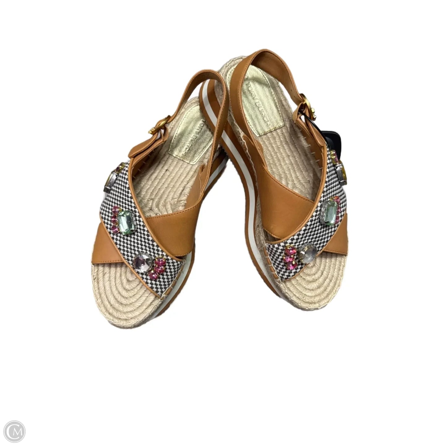 Sandals Designer By Tory Burch In Cream & Pink, Size: 8