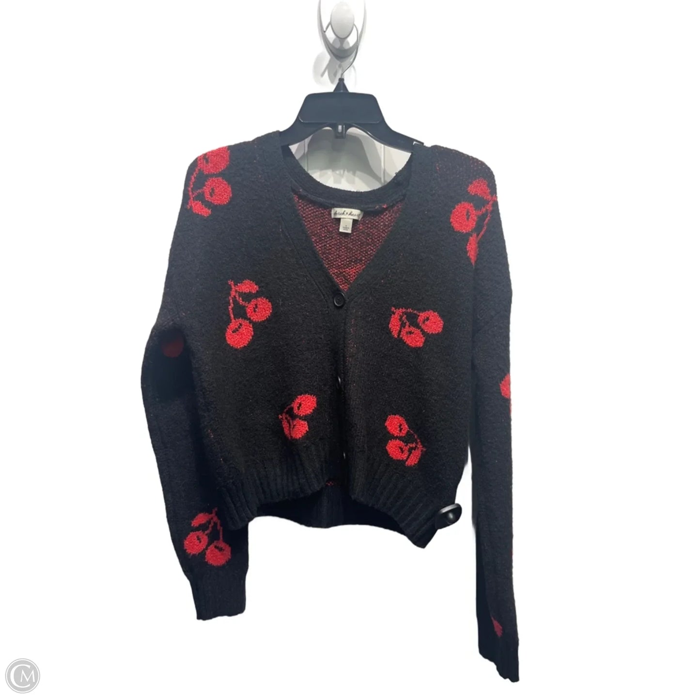 Sweater Cardigan By Derek Heart In Black & Red, Size: M