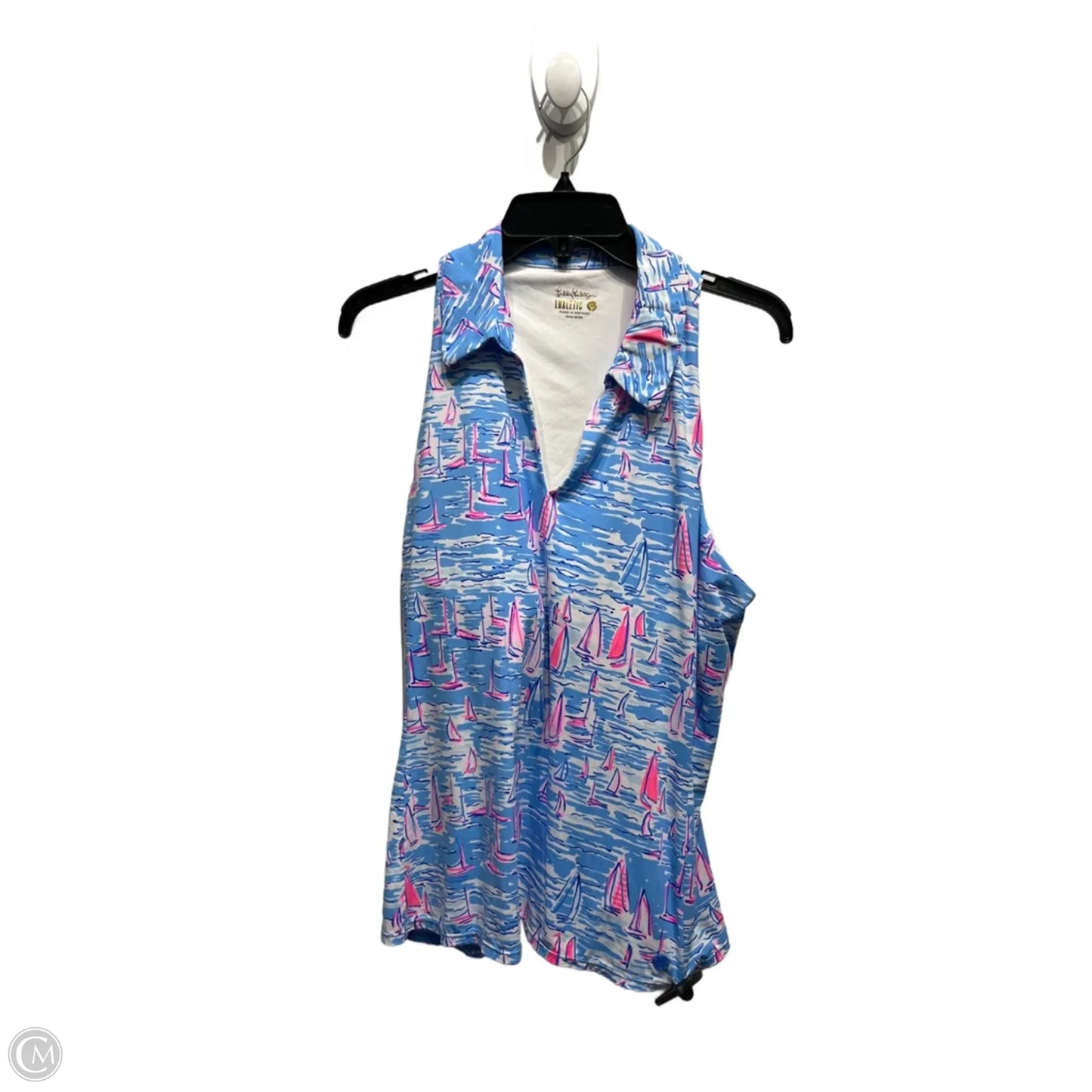Top Sleeveless Designer By Lilly Pulitzer In Blue & Pink, Size: Xl