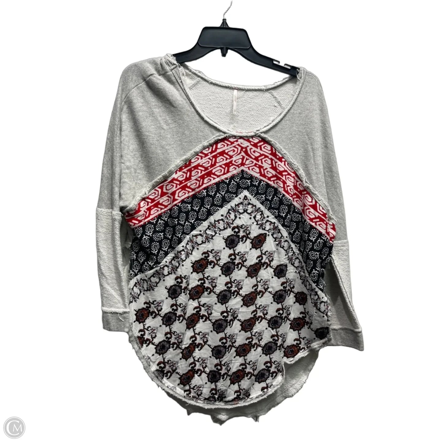 Top Long Sleeve By Free People In Grey & Red, Size: Xs
