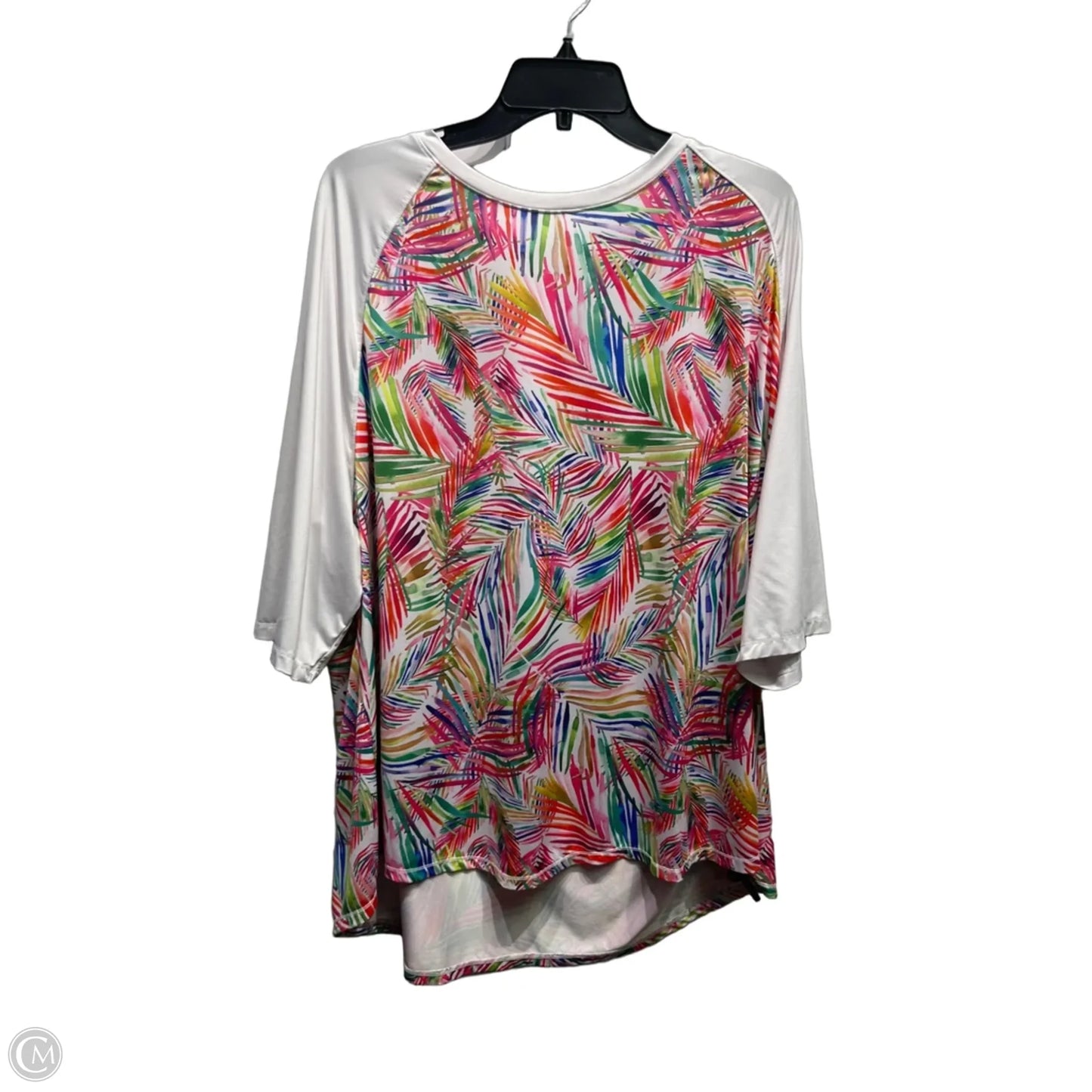 Top Short Sleeve By Reel Legends In Green & Pink, Size: 3x