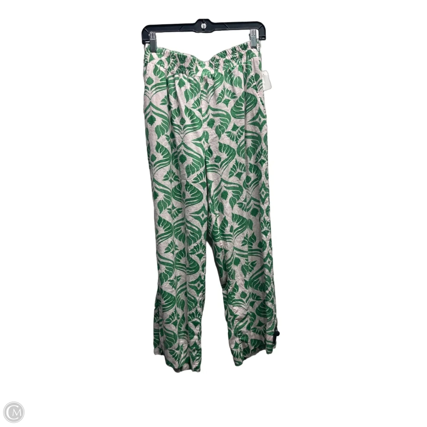 Pants Linen By Christian Siriano In Green & White, Size: M