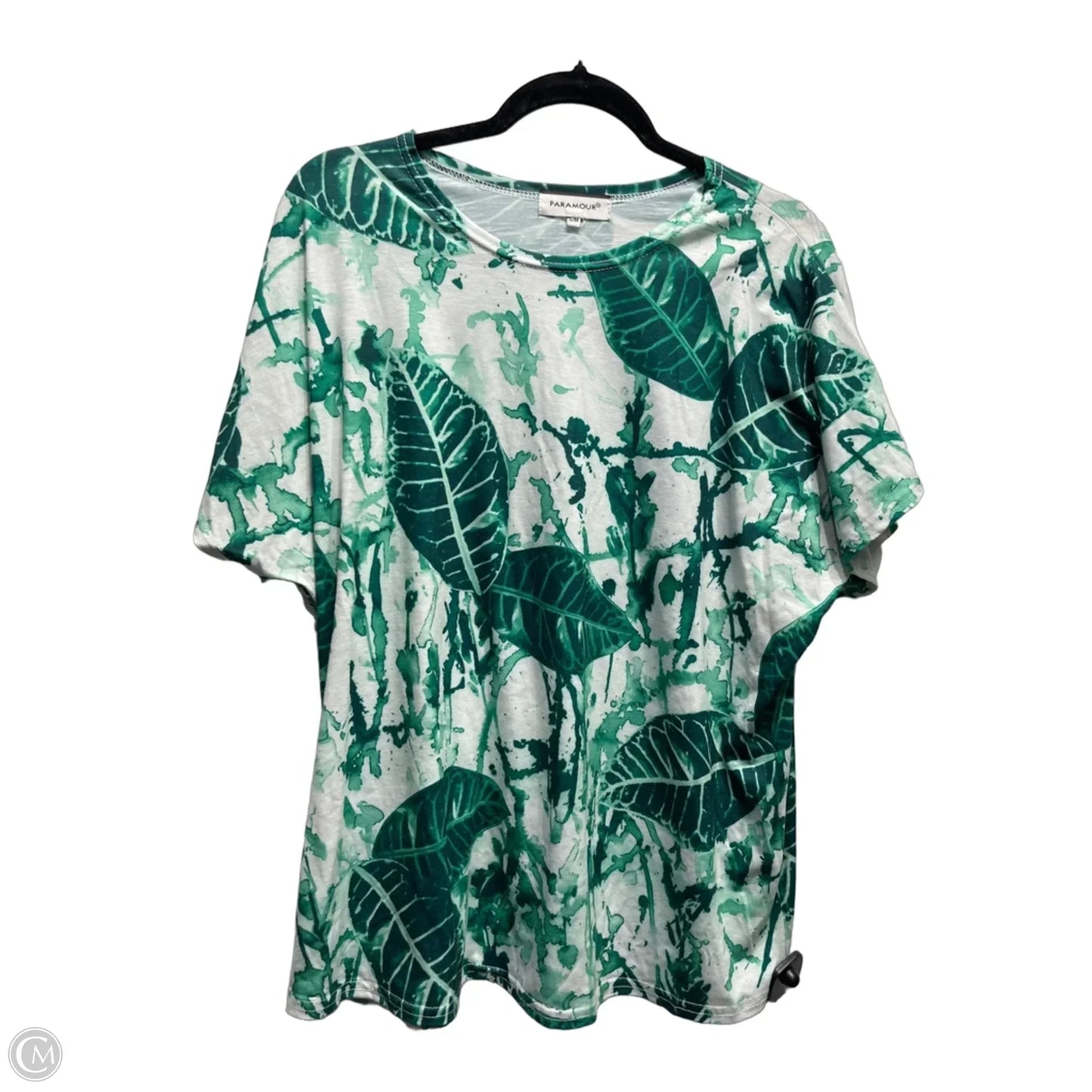 Top Short Sleeve By PARAMOUR In Green & White, Size: S