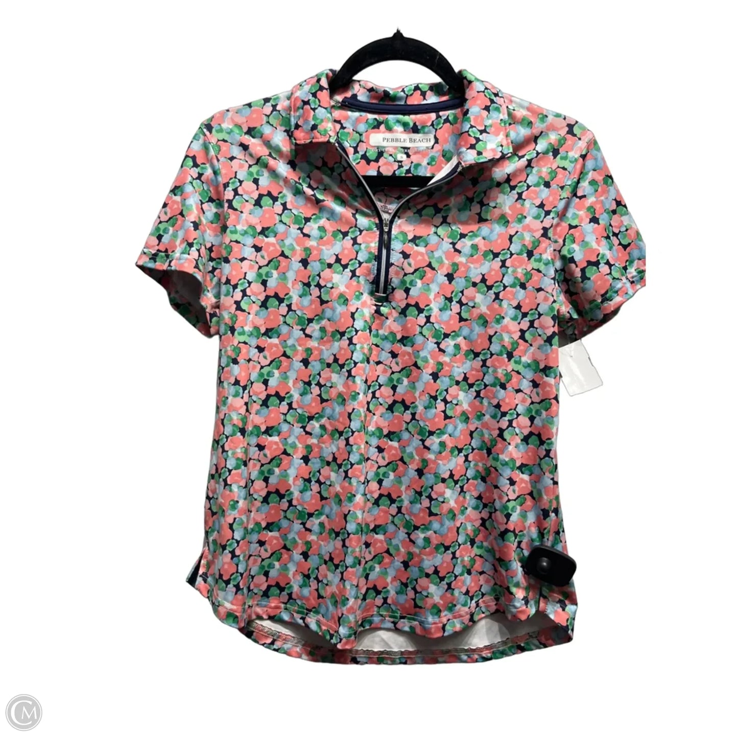 Top Short Sleeve By Pebble Beach In Green & Pink, Size: S