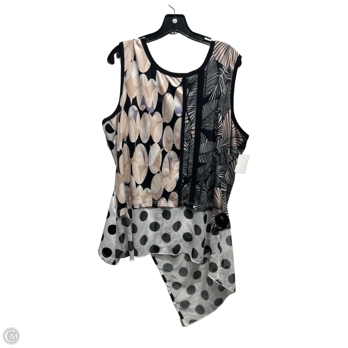 Tunic Sleeveless By Clothes Mentor In Black & Cream, Size: Xl