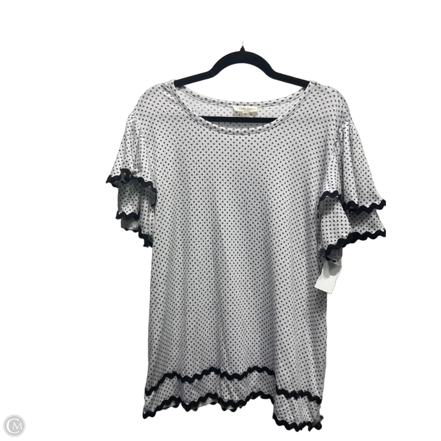Top Short Sleeve By Como Blu In Black & White, Size: Xl