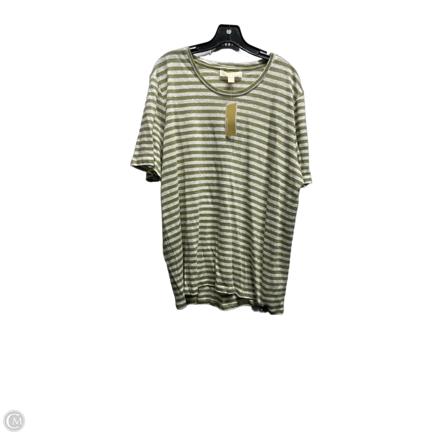 Top Short Sleeve By Michael By Michael Kors In Green & White, Size: Xl