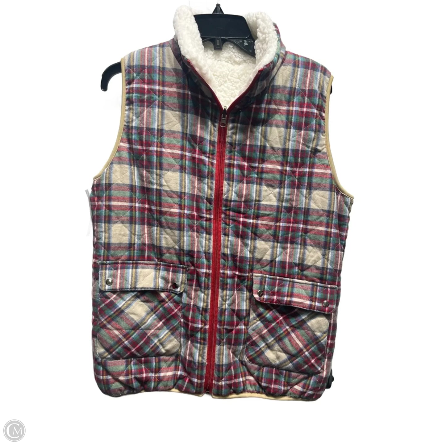 Vest Fleece By Pink Lily In Green & Red, Size: M