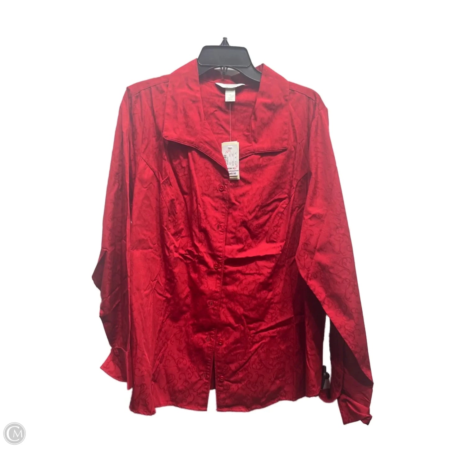 Top Long Sleeve By Cj Banks In Red, Size: 2x