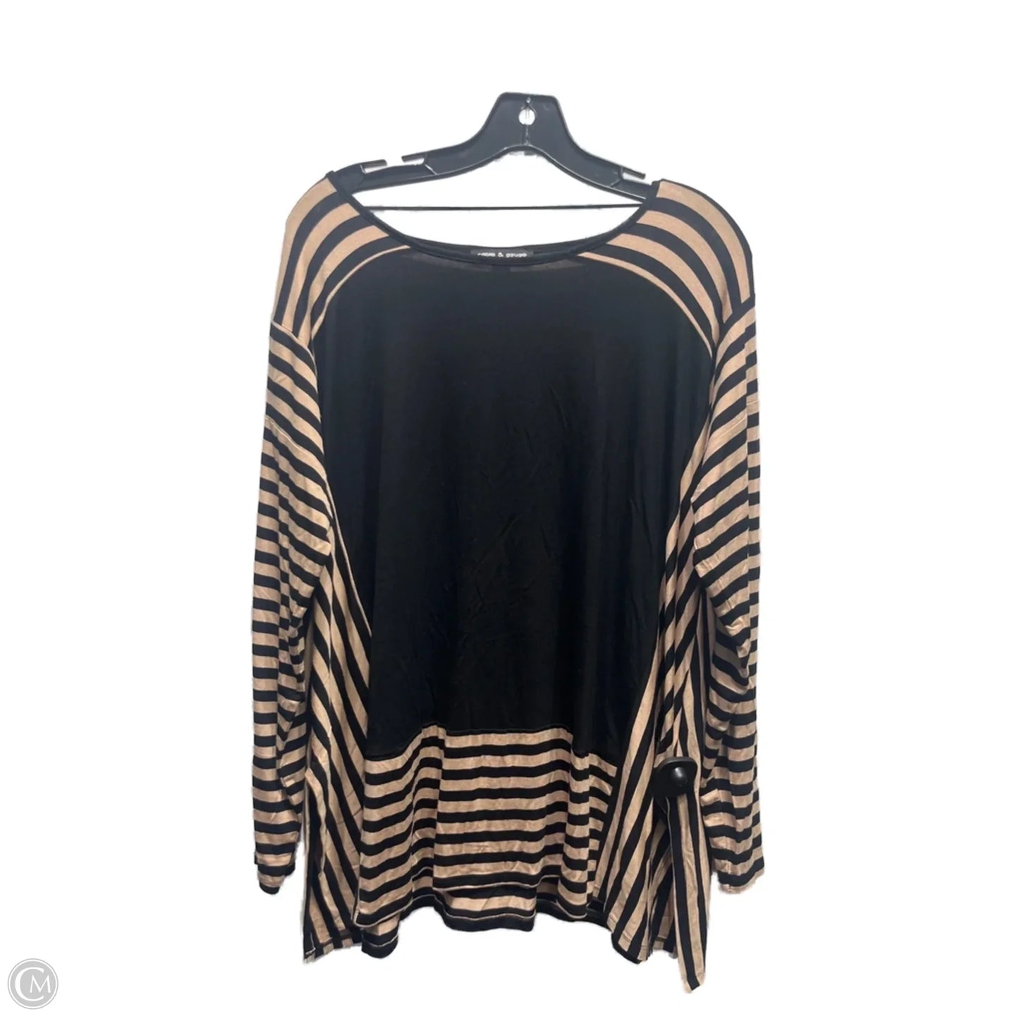 Top Long Sleeve By Cable And Gauge In Black & Brown, Size: M