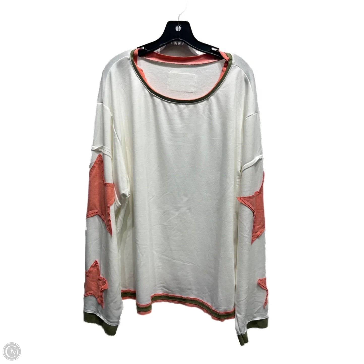 Top Long Sleeve By Clothes Mentor In Orange & White, Size: Xl