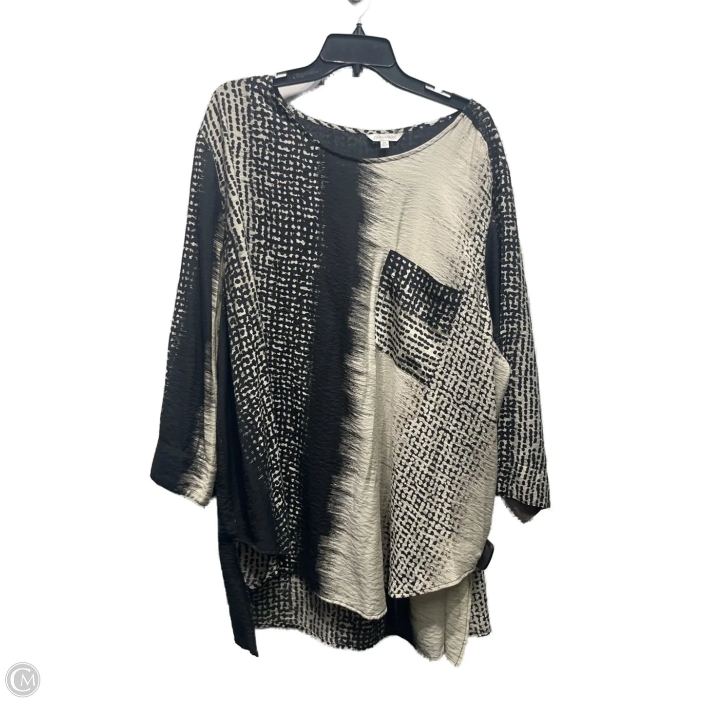 Tunic Long Sleeve By John Mark In Black & Brown, Size: 3x