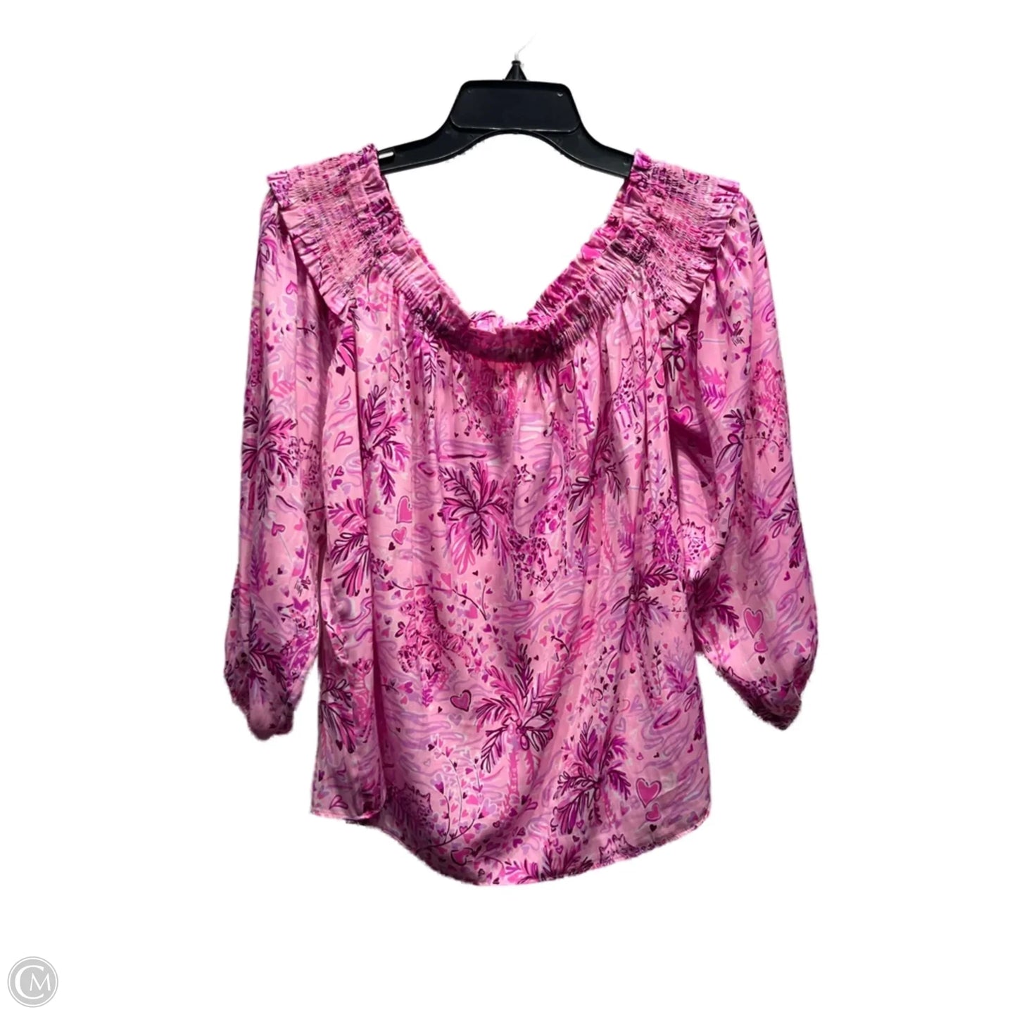 Top Long Sleeve Designer By Lilly Pulitzer In Pink & Purple, Size: L