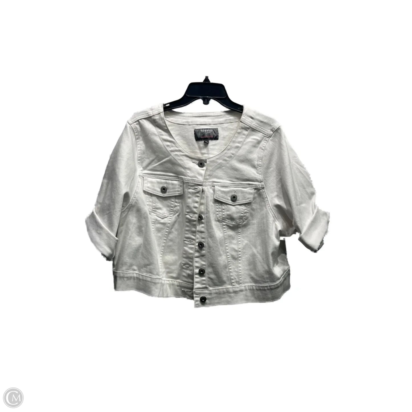 Jacket Denim By Torrid In White Denim, Size: 3x