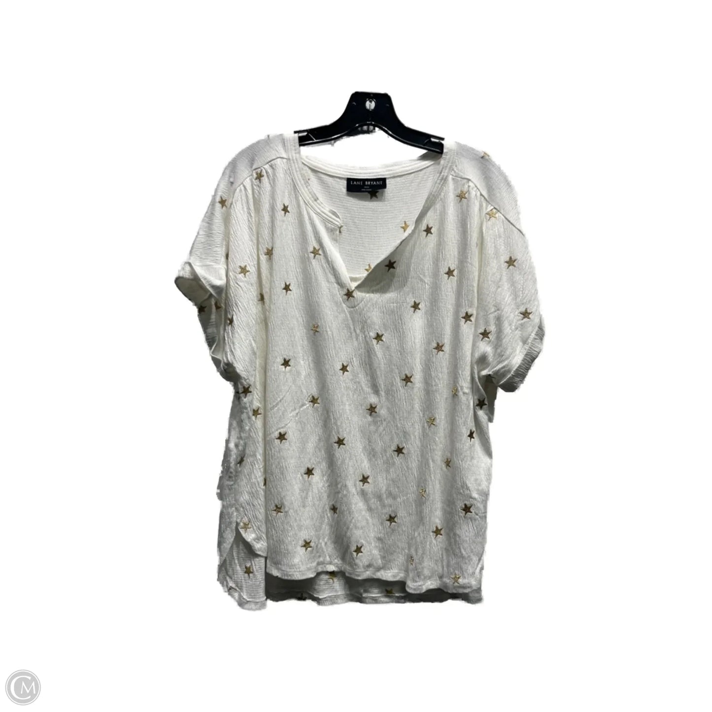 Top Short Sleeve By Lane Bryant In Gold & White, Size: 1x