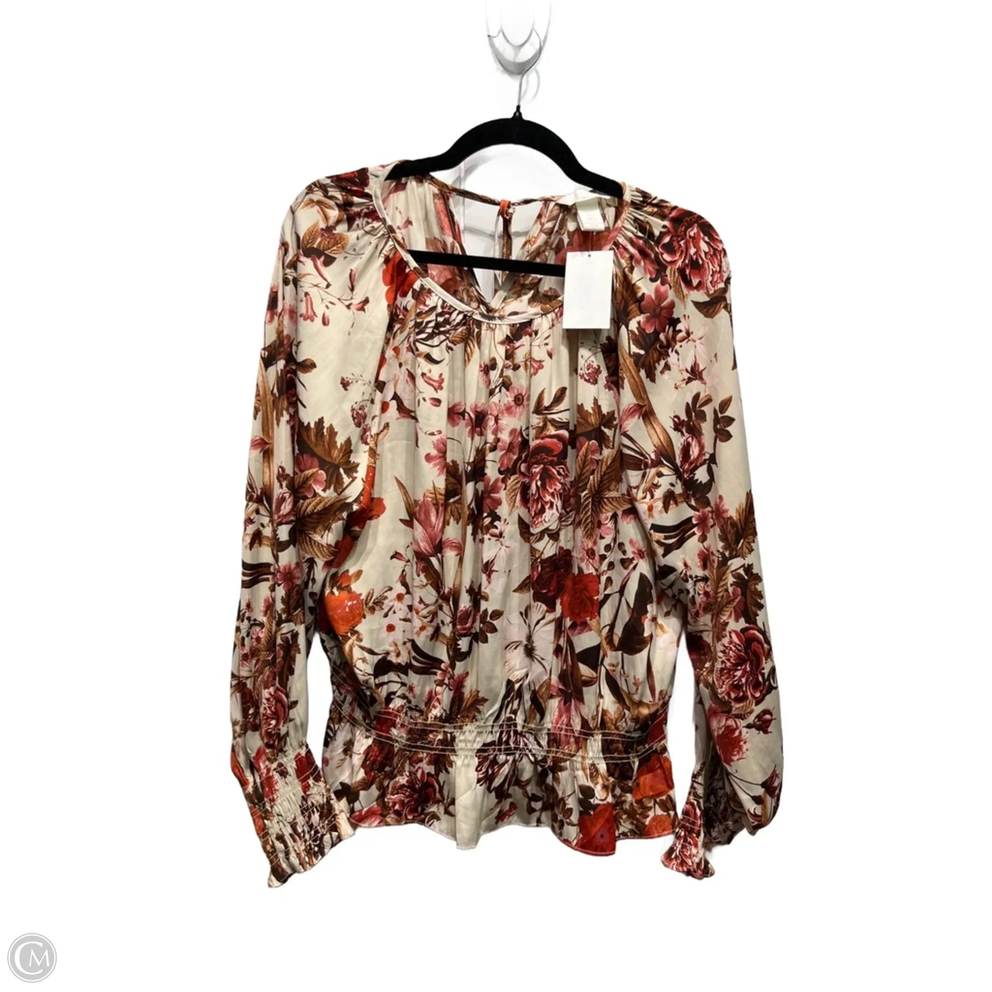 Blouse Long Sleeve By H&m In Brown & Red, Size: L