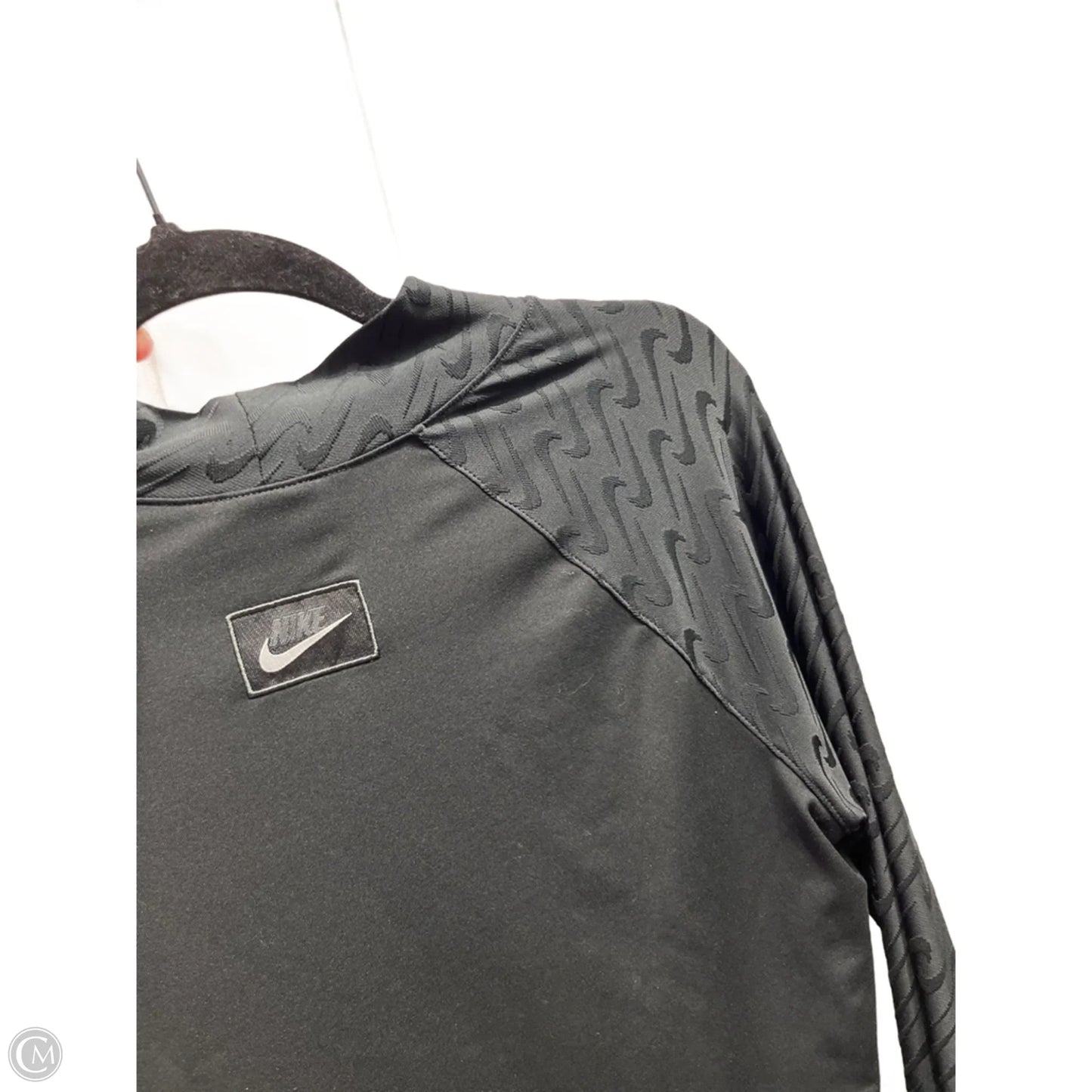 Athletic Top Long Sleeve Collar By Nike Apparel In Black, Size: L