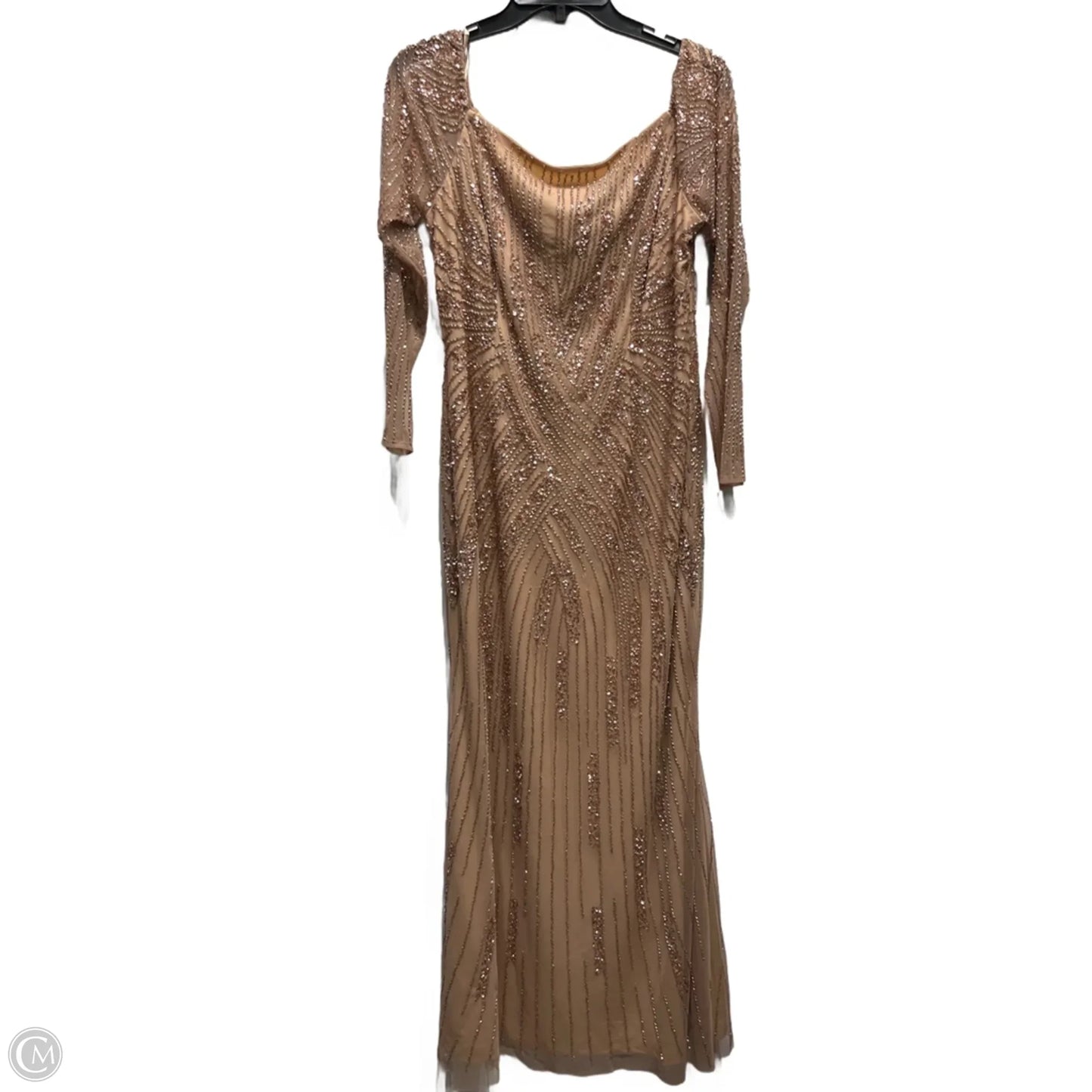 Dress Party Long By Adrianna Papell In Tan, Size: L