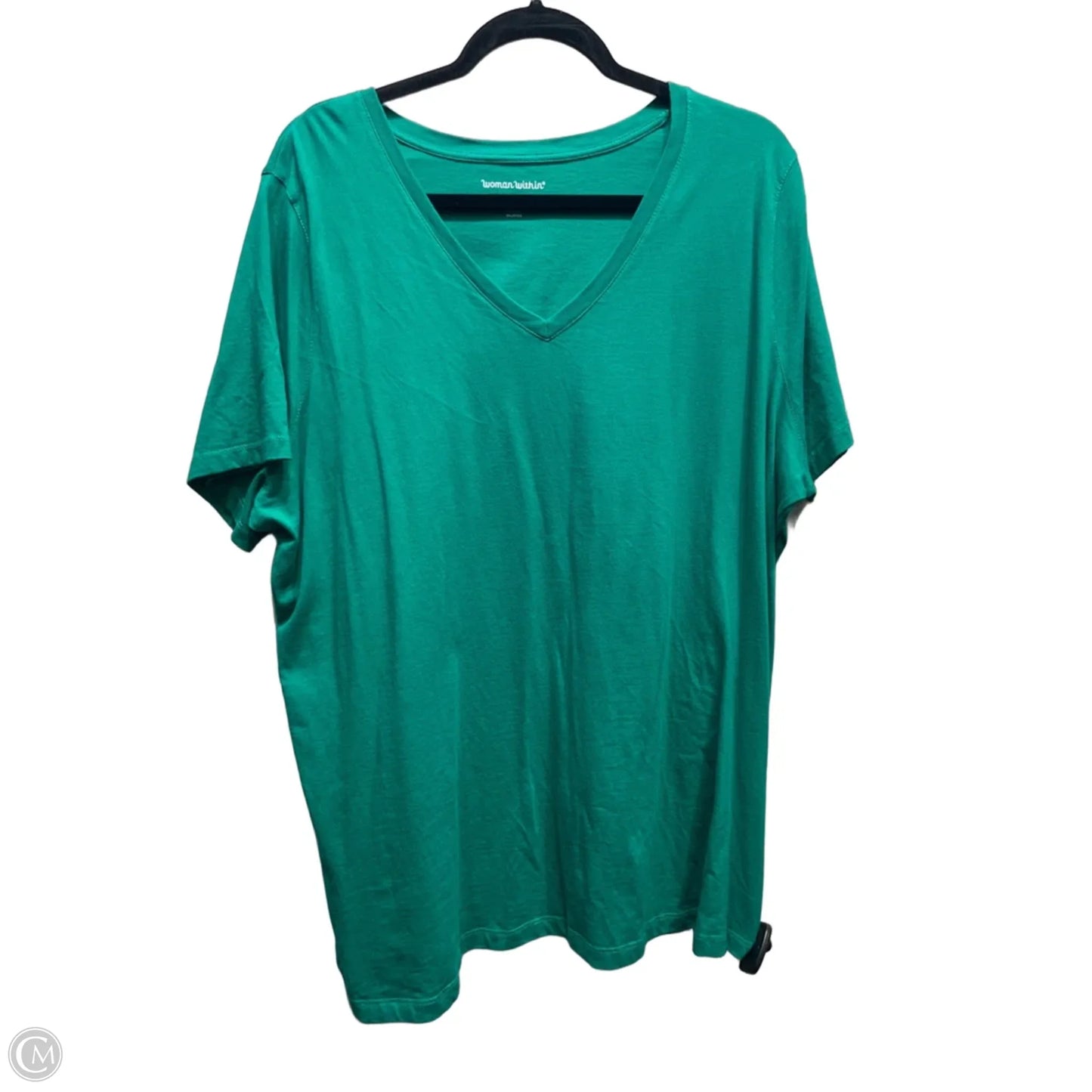 Top Short Sleeve Basic By Woman Within In Green, Size: 1x