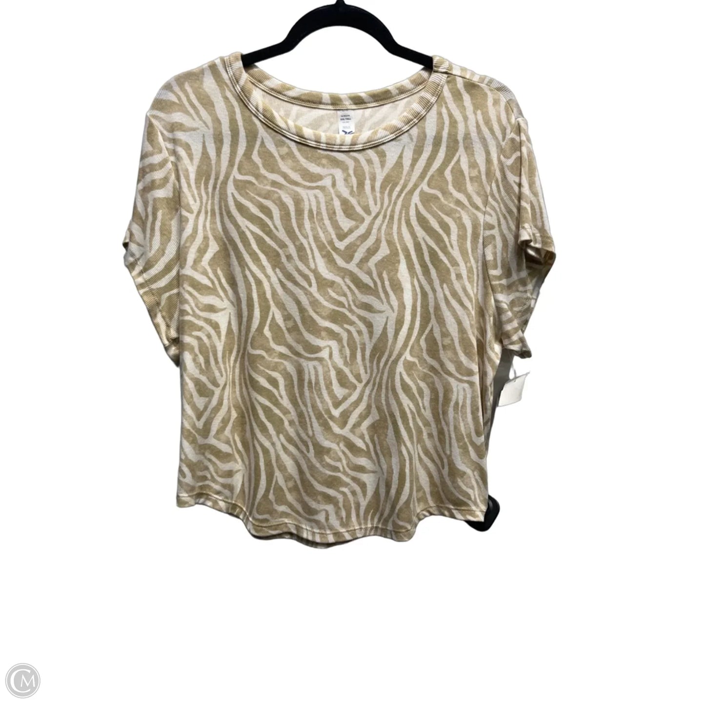 Top Short Sleeve Basic By Old Navy In Tan & White, Size: Xxl