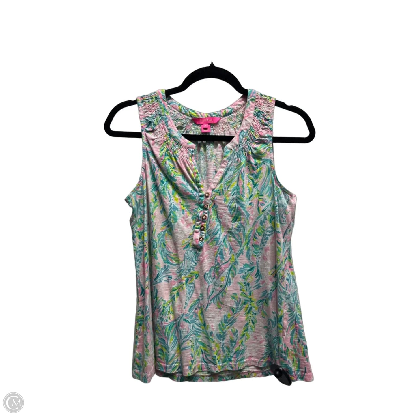 Top Sleeveless Designer By Lilly Pulitzer In Green & Pink, Size: M
