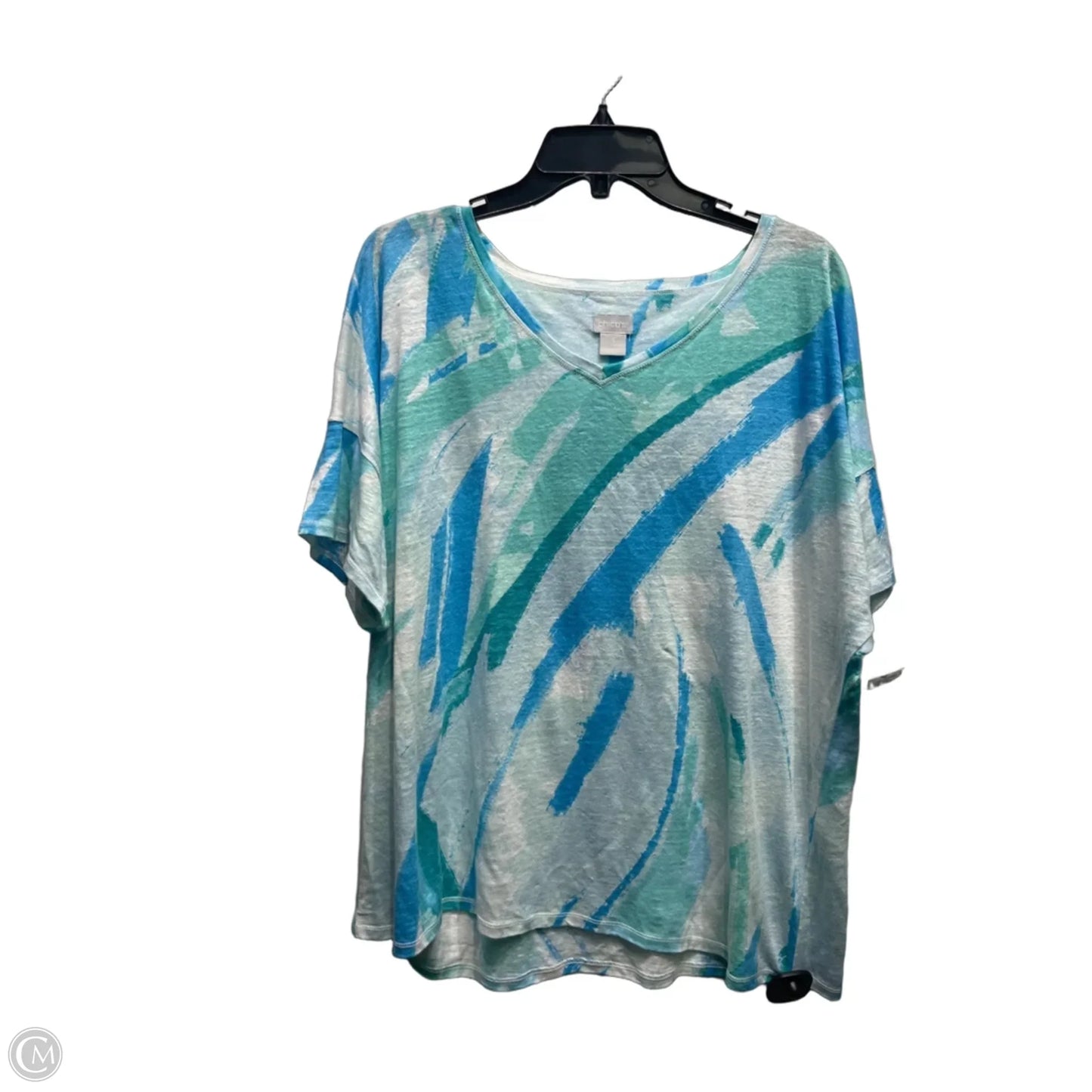 Top Short Sleeve By Chicos In Blue & Green, Size: Xl
