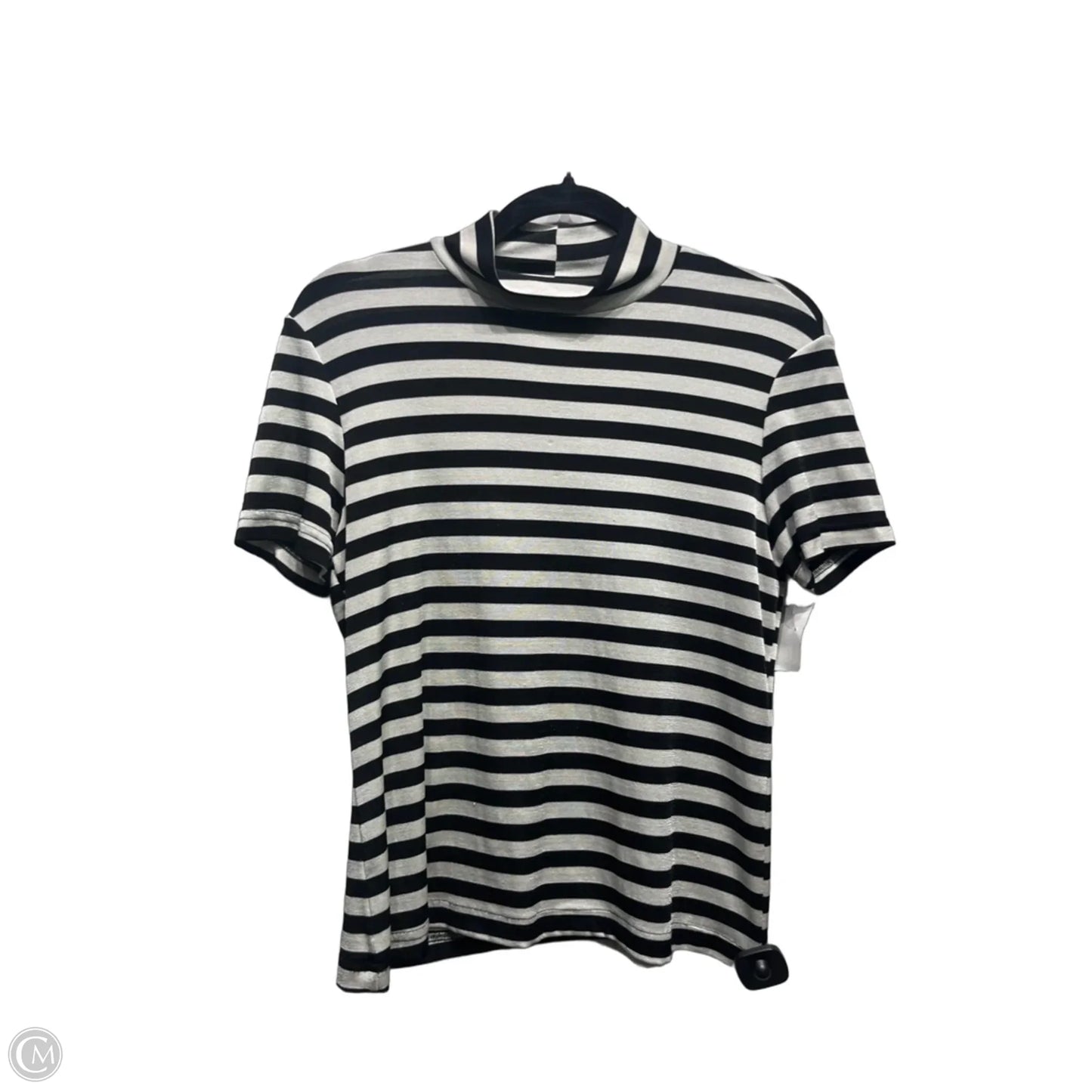 Top Short Sleeve By marcy allan In Black & White, Size: Xl