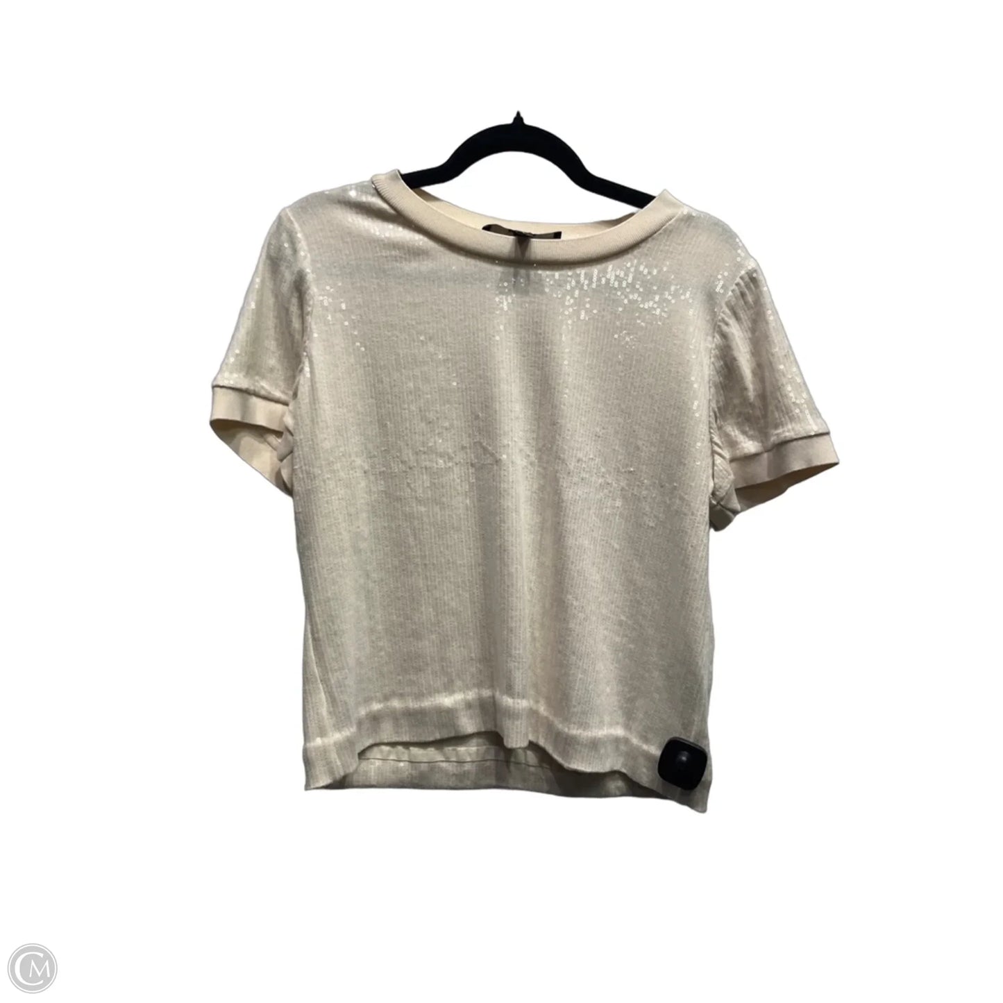 Top Short Sleeve By White House Black Market In Cream, Size: L