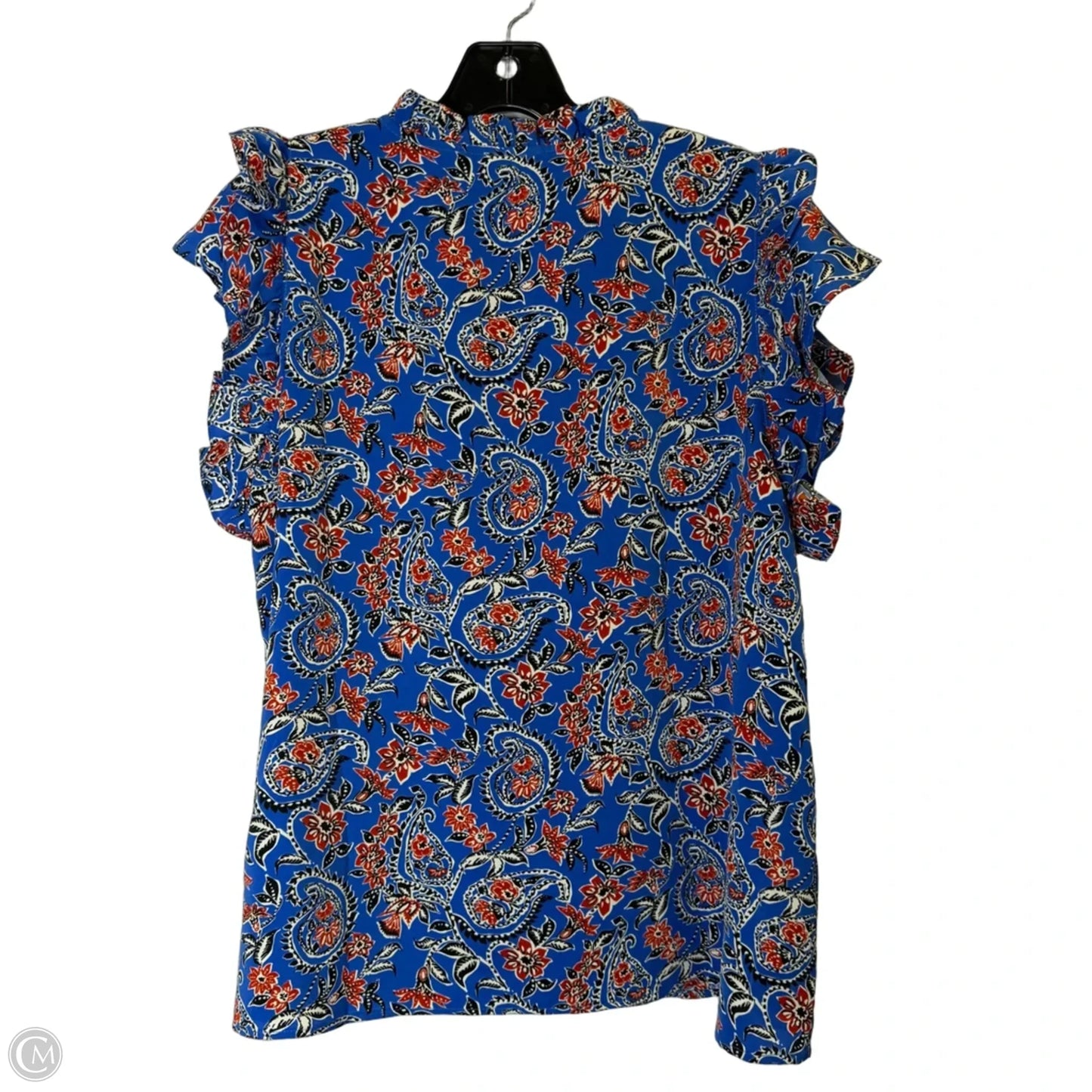 Blouse Short Sleeve By Joy Joy In Blue, Size: L