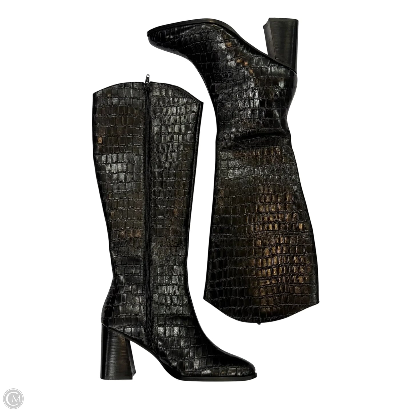 Boots Knee Heels By Clothes Mentor In Black, Size: 8