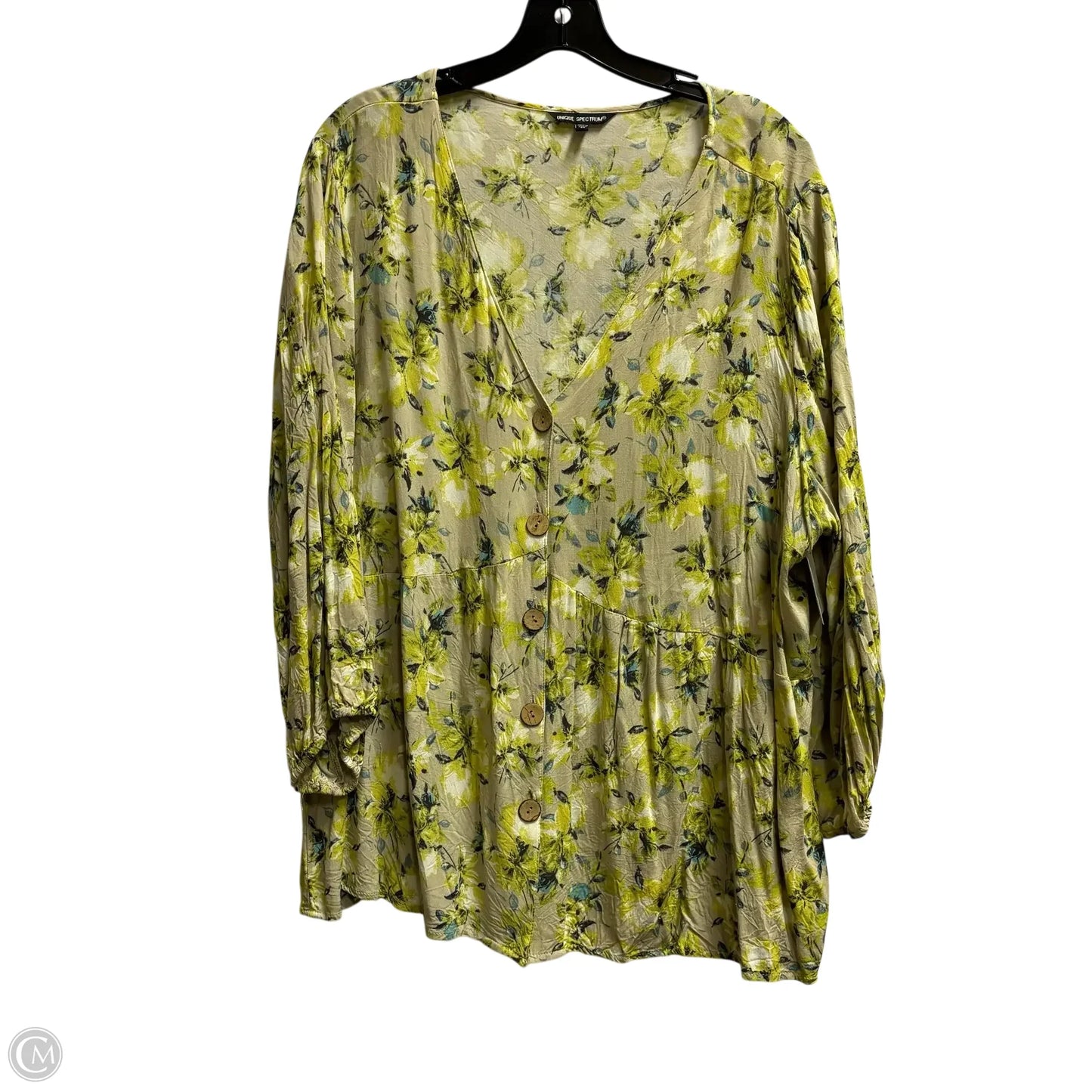 Top Long Sleeve By Unique Spectrum In Green, Size: 3x