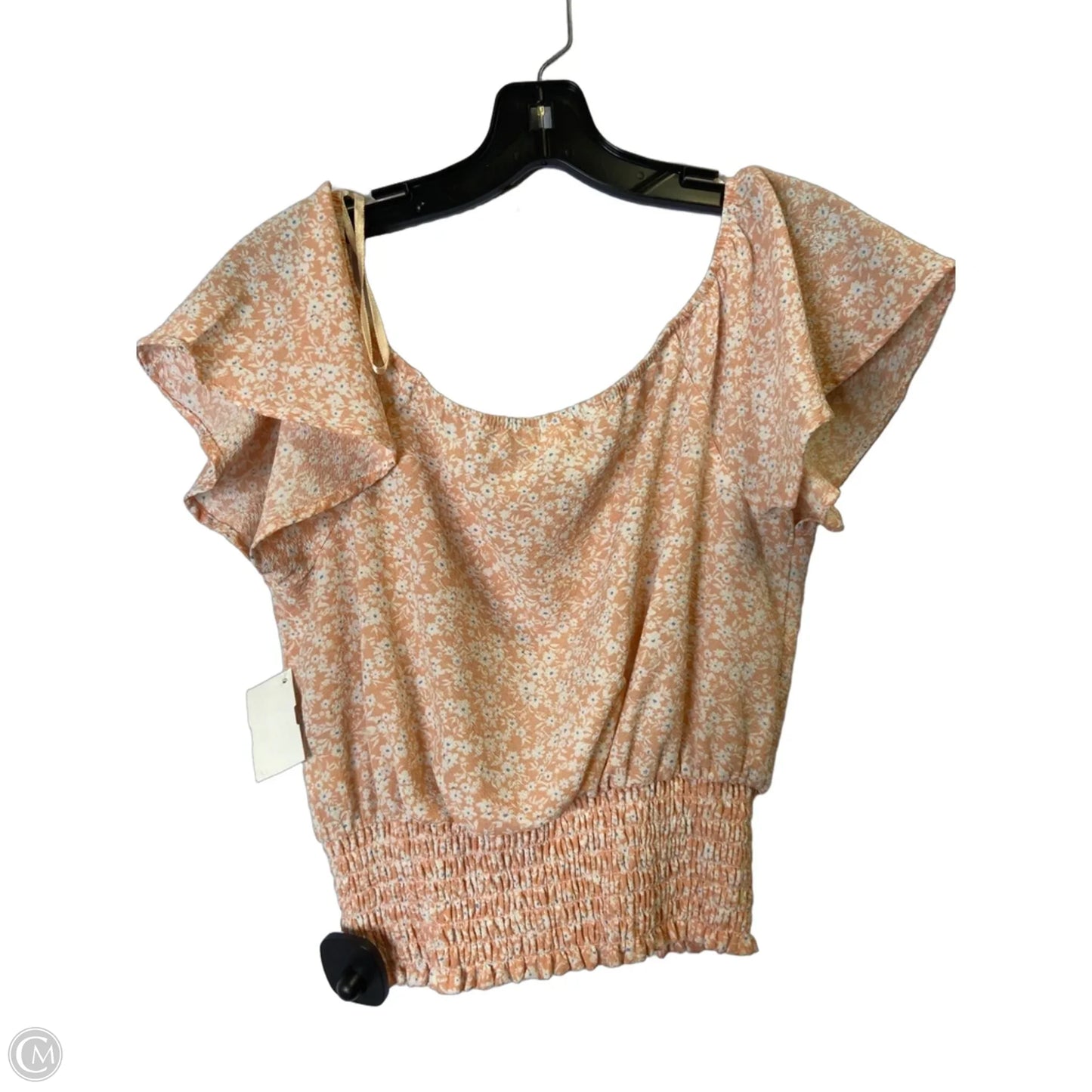 Top Short Sleeve By Monteau In Orange, Size: L