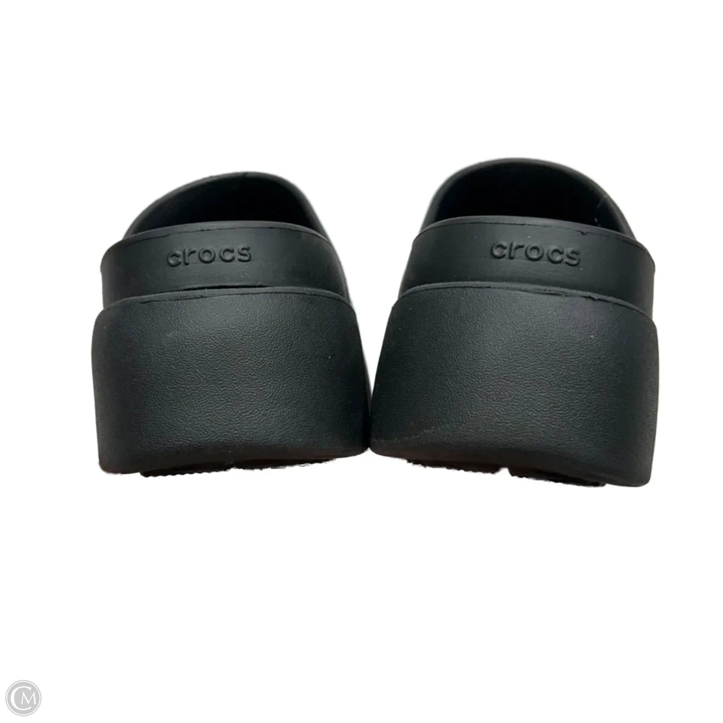 Sandals Heels Platform By Crocs In Black, Size: 9