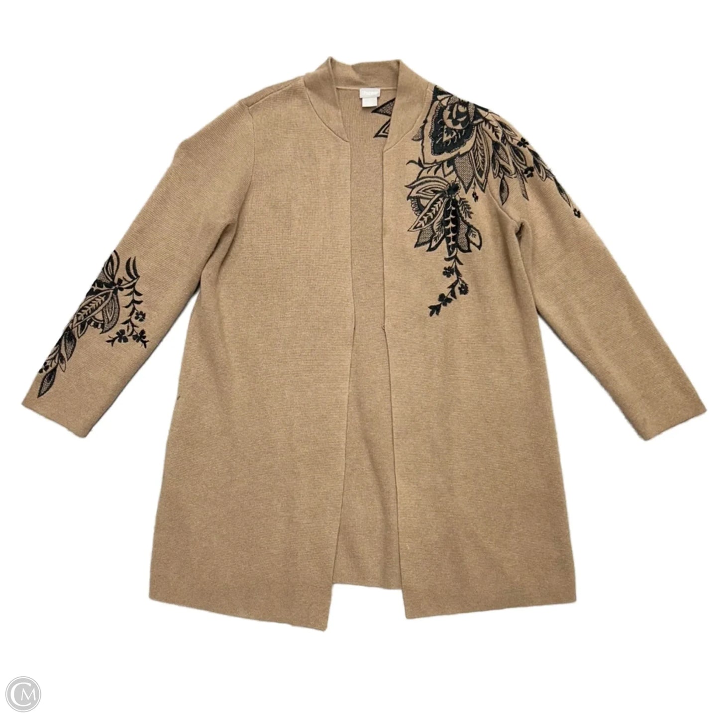 Cardigan By Chicos In Black & Tan, Size: L
