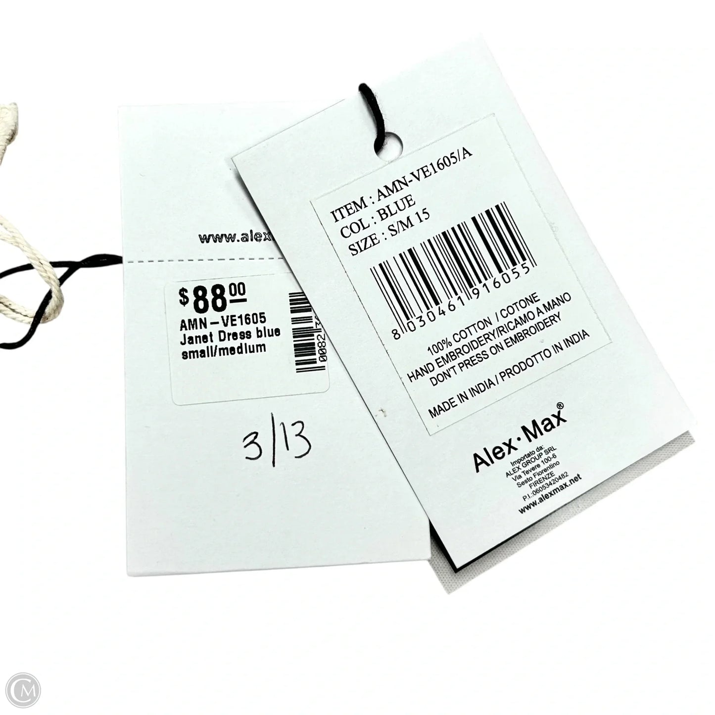 Dress Party Long By Alex Max In Blue & White, Size: S/M