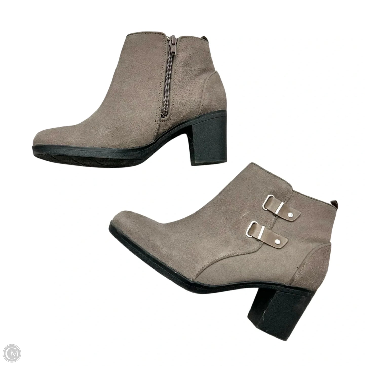 Boots Ankle Heels By Clarks In Taupe, Size: 7