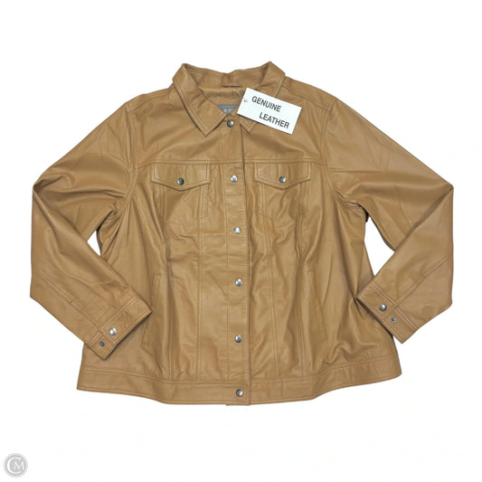 Jacket Leather By Jessica London In Brown, Size: 3x