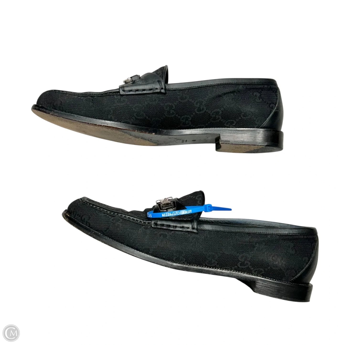 Shoes Luxury Designer By Gucci In Black & Grey, Size: 9.5