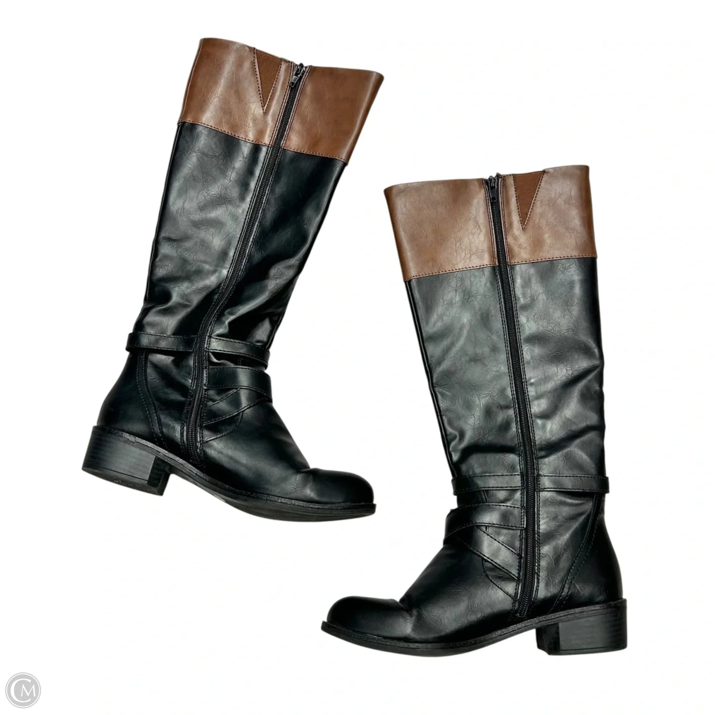 Boots Mid-calf Heels By Arizona Jeans In Black & Brown, Size: 8.5