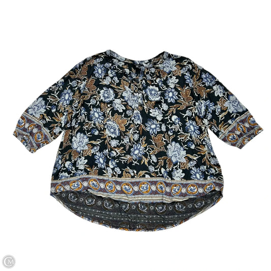 Top Long Sleeve By Lucky Brand In Blue & Brown, Size: 3x
