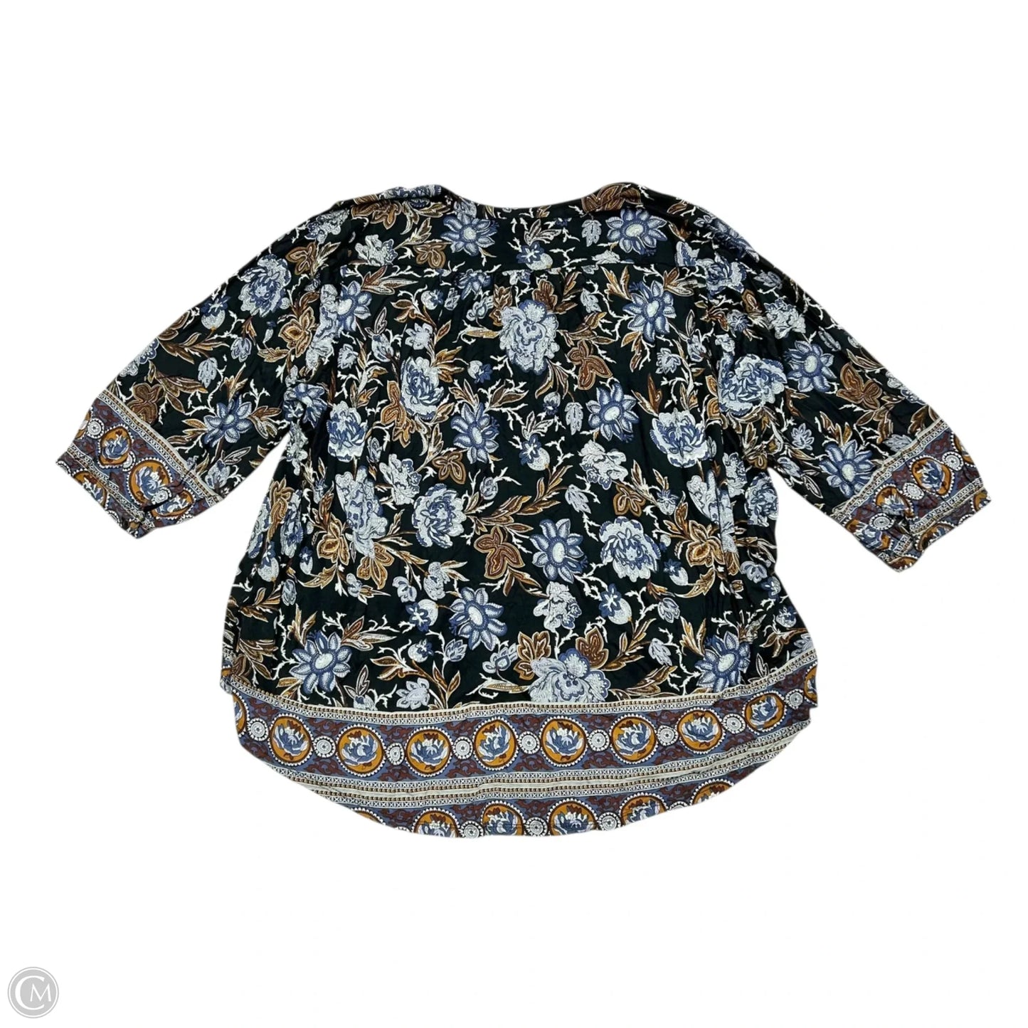 Top Long Sleeve By Lucky Brand In Blue & Brown, Size: 3x