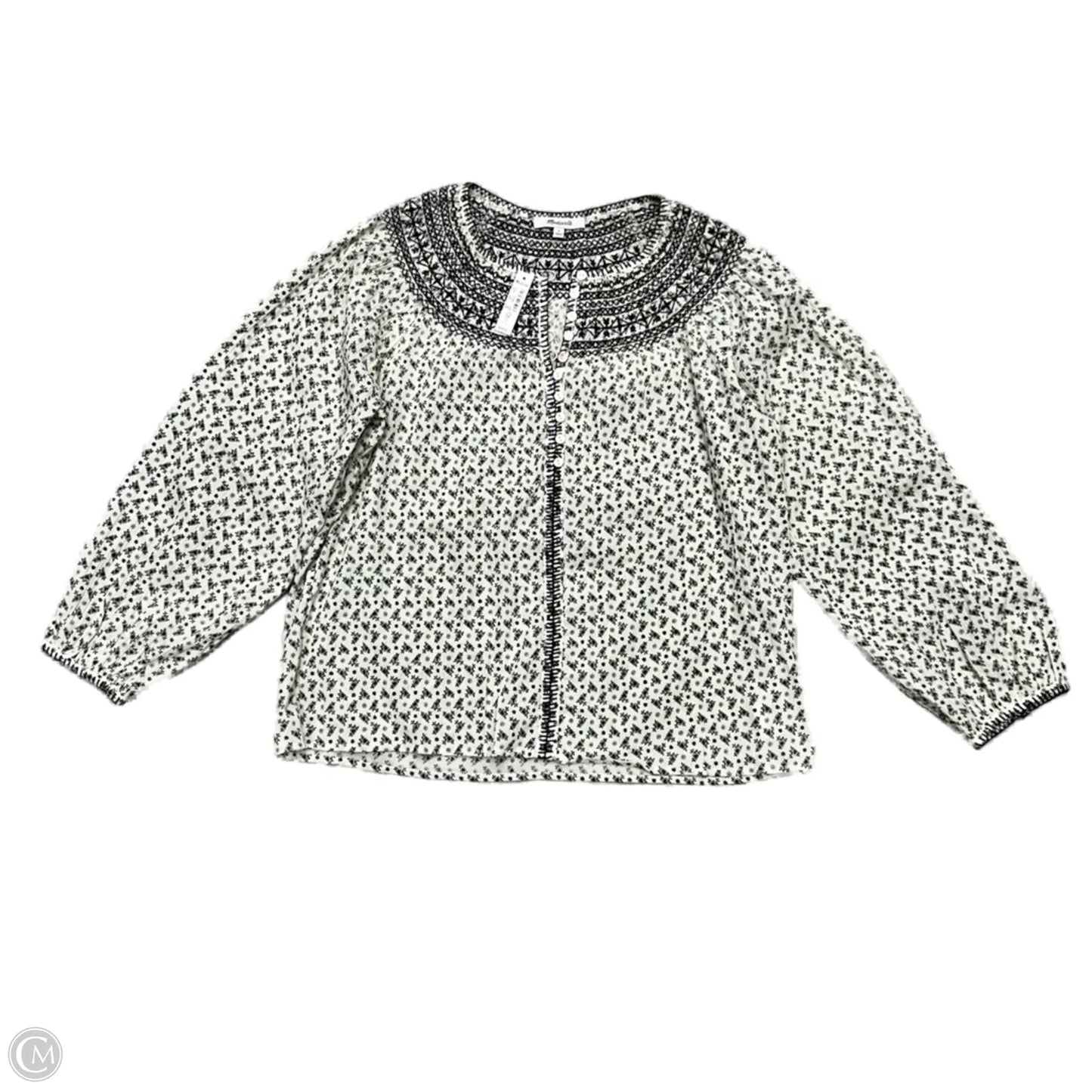 Top Long Sleeve By Madewell In Black & White, Size: S