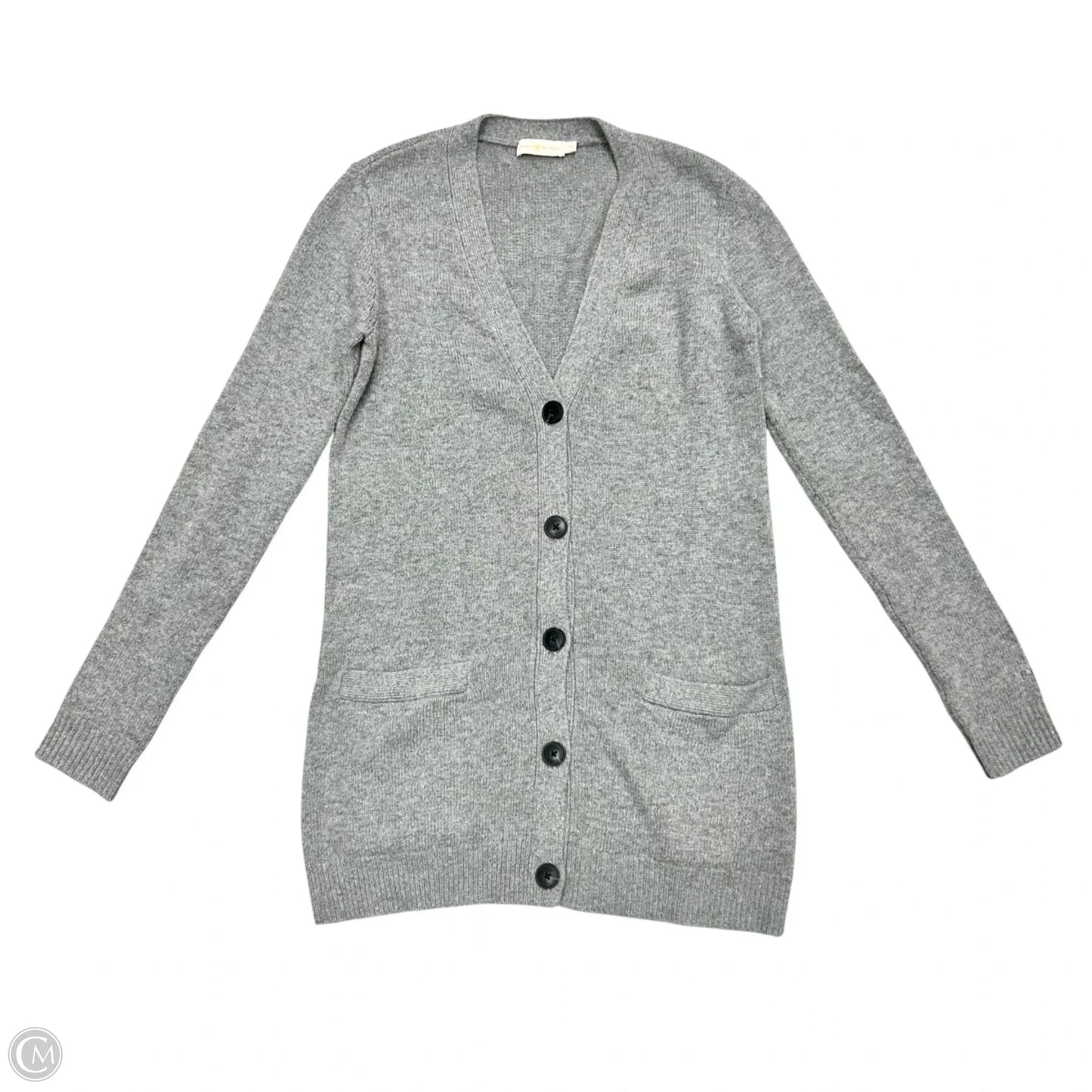 Sweater Cardigan Designer By Tory Burch In Grey, Size: Xs