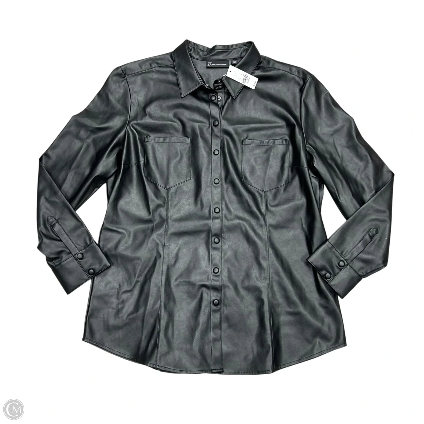 Jacket Shirt By New York And Co In Black, Size: Xxl