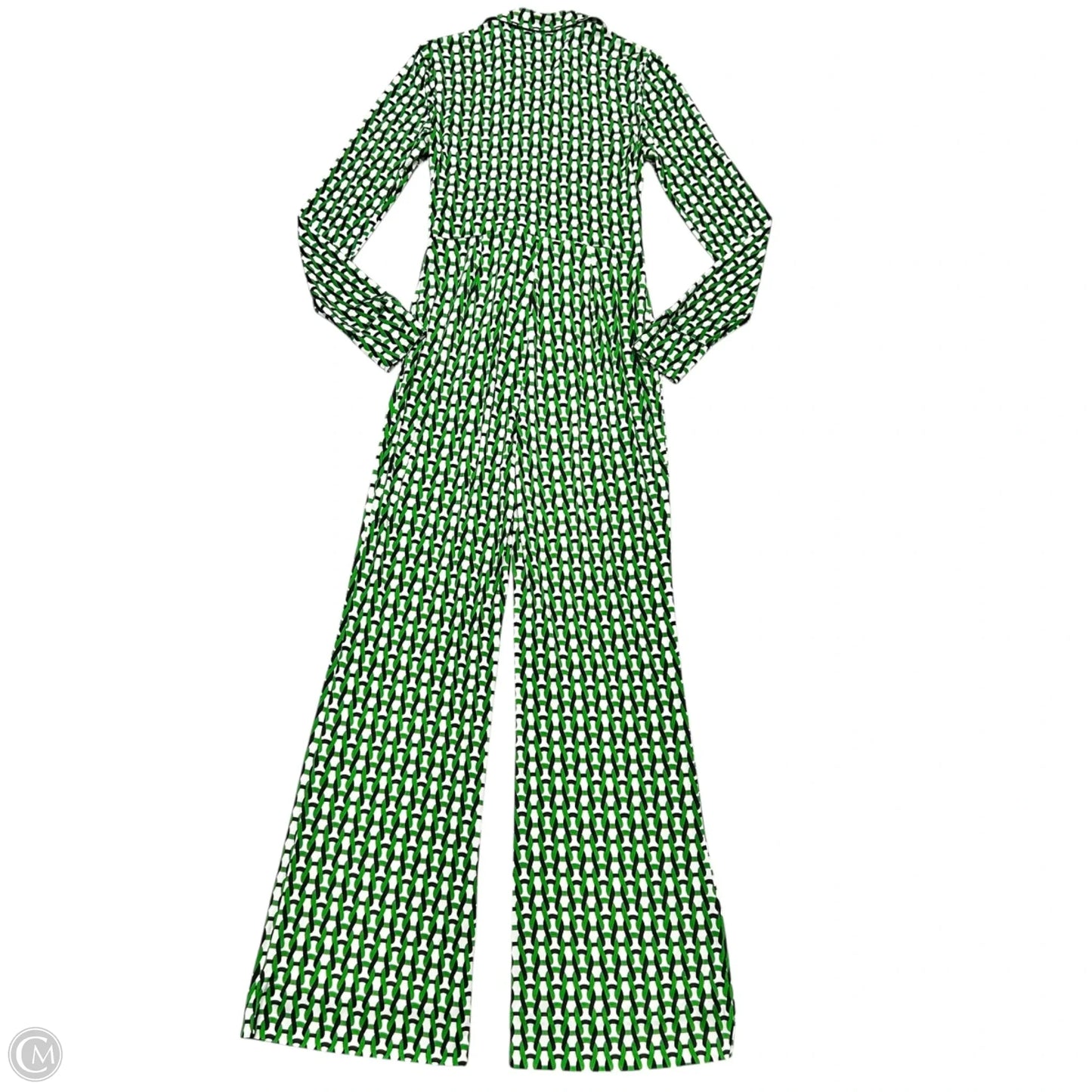 Jumpsuit Designer By Diane Von Furstenberg In Green & White, Size: Xs