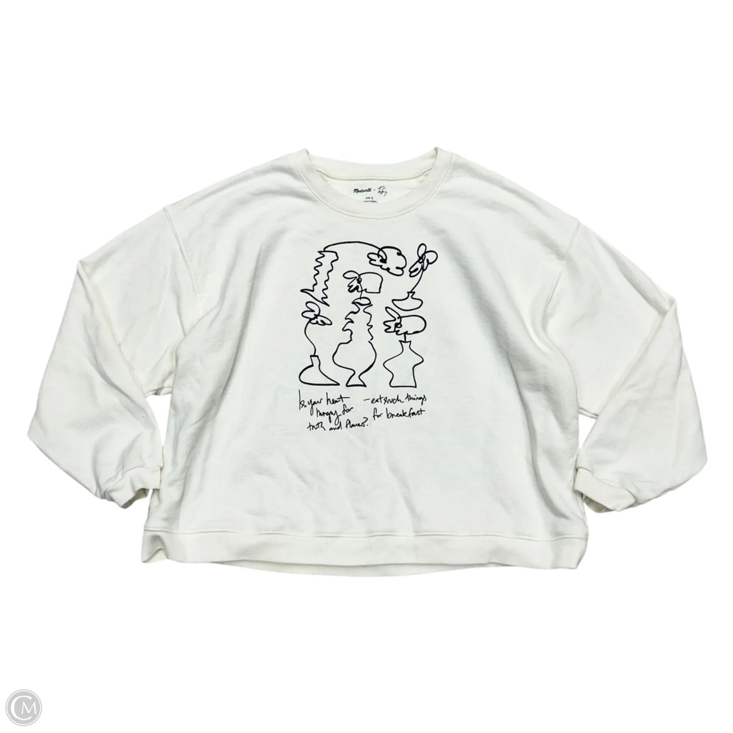 Sweatshirt Crewneck By Madewell In Black & White, Size: L