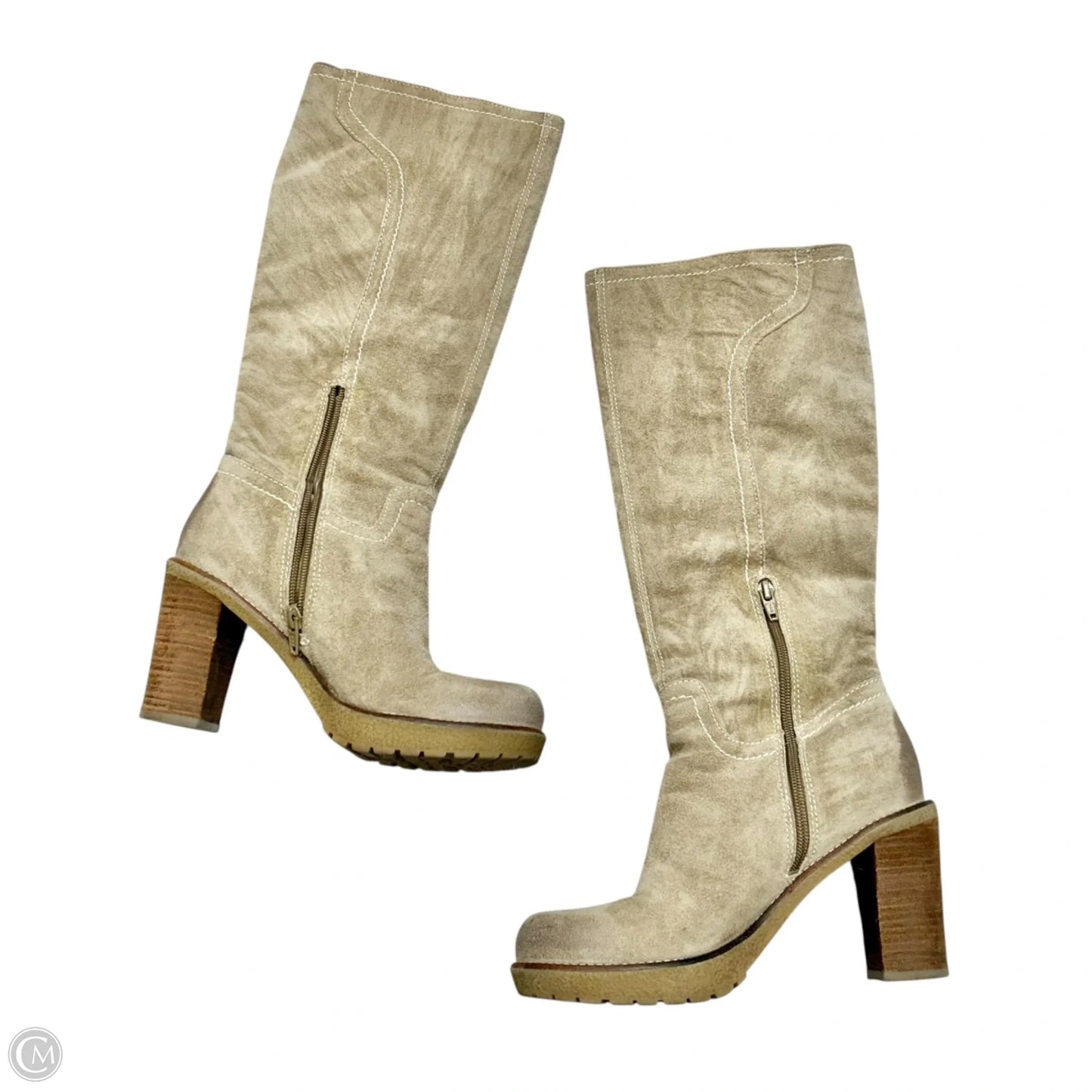 Boots Knee Heels By Franco Sarto In Taupe, Size: 7