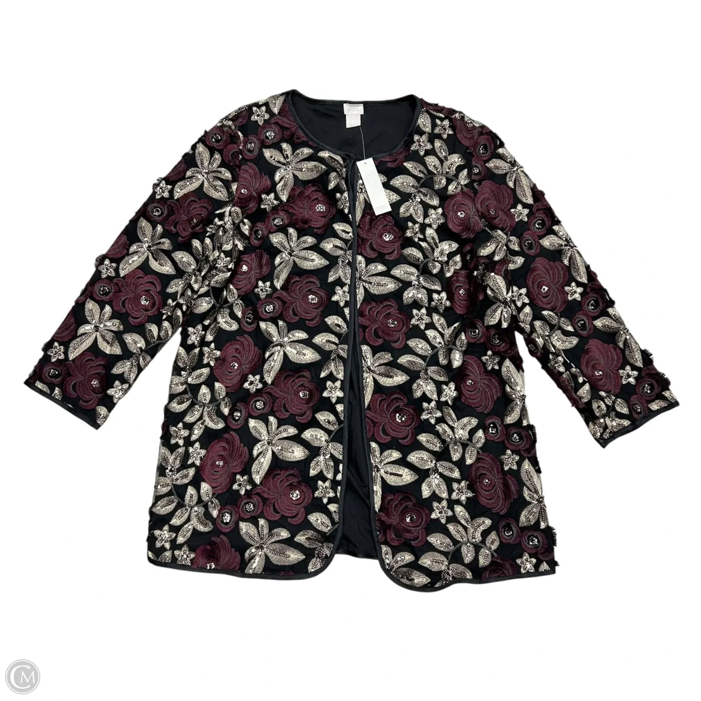 Jacket Denim By Chicos In Black & Purple, Size: L