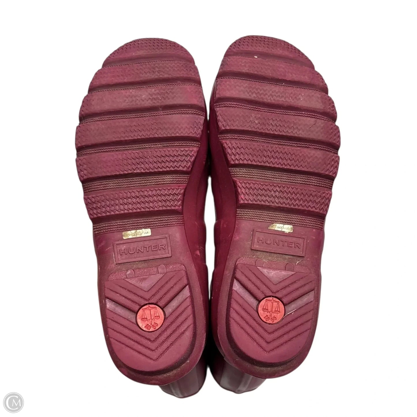 Boots Rain By Hunter In Maroon, Size: 8