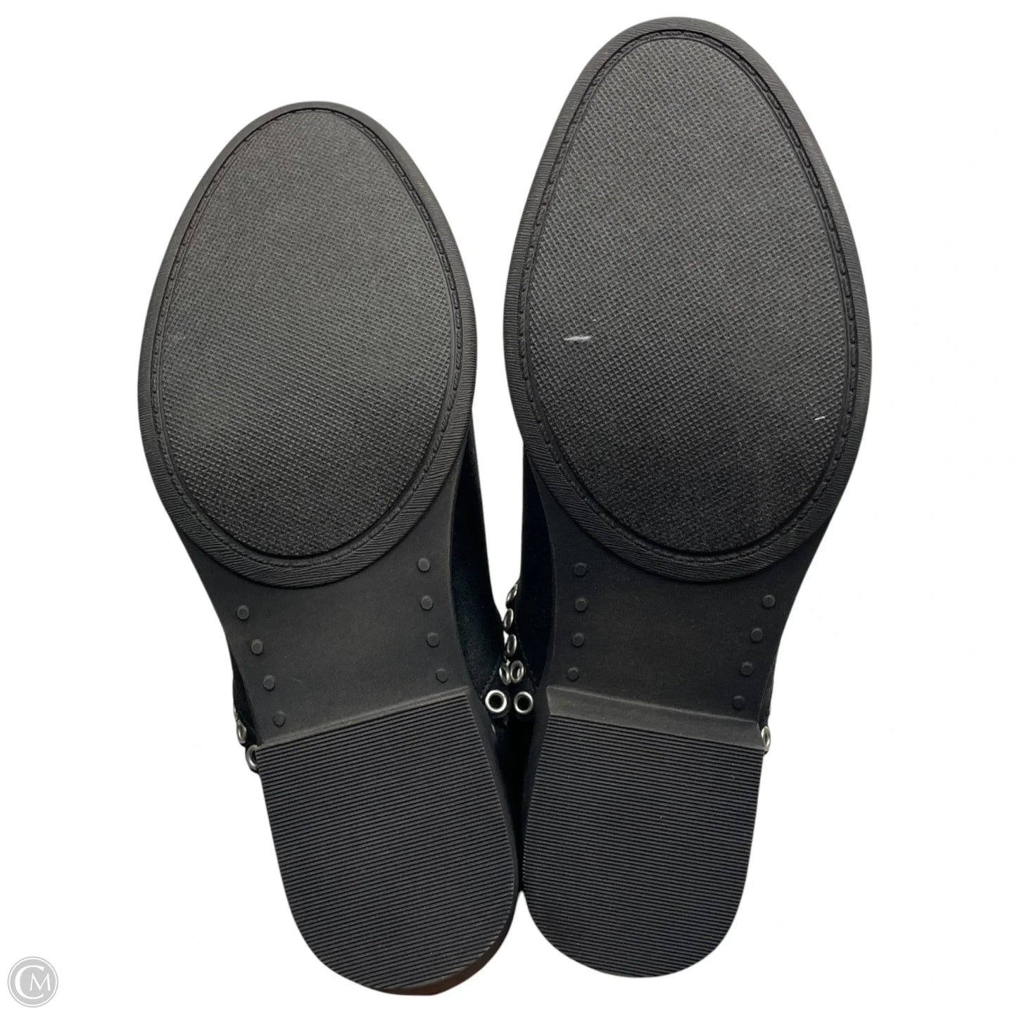 Boots Ankle Flats By Stricca In Black & Silver, Size: 7.5